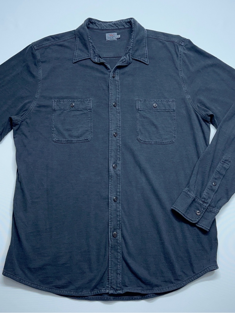 FAHERTY Button Down Shirt Mens Large Long Sleeve Garment Dyed Gray Huckberry